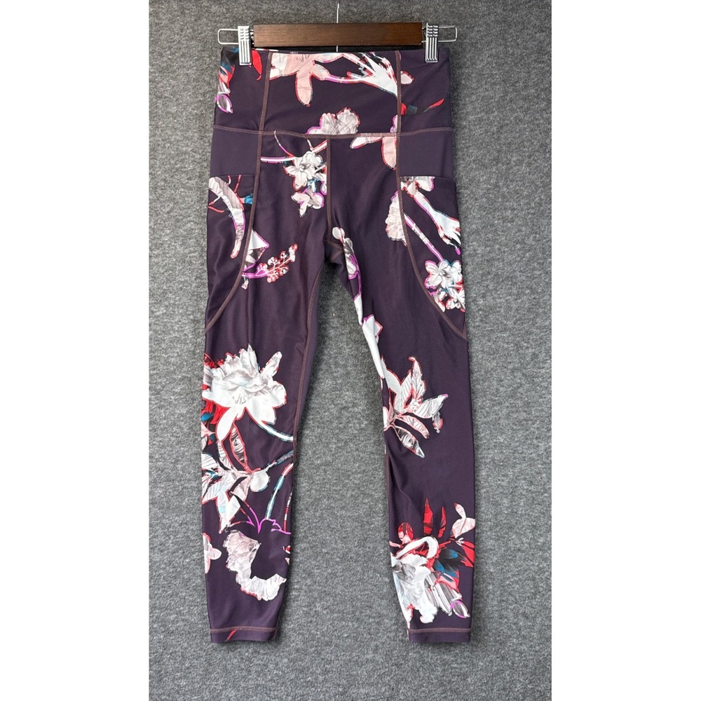 Athleta Salutation Stash Pocket Magnolia Leggings Purple Size S Fun Loud Tight